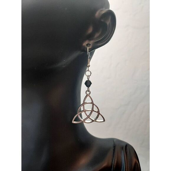 Celtic Triquetra Knot Dangle Earrings - Picture 1 of 6